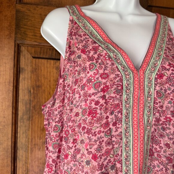 NWT J. Jill Pink w/Scattered Multicolor Flowers Sleeveless V-Neck Maxi Dress XL - Picture 7 of 12